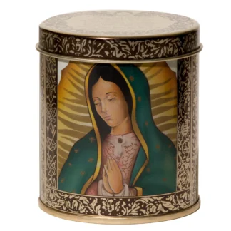 Vela aromática Virgen de Guadalupe con oración en tapa